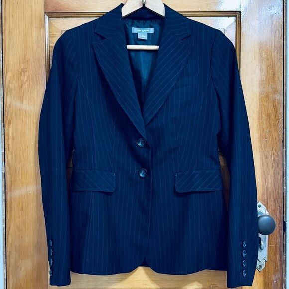 Ann Taylor Dark Navy Striped Two Button Blazer Women’s US 2 - Picture 1 of 7